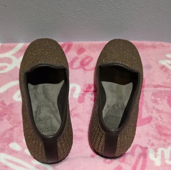 Women's Brunello Cucinelli Brown Leather Trimmed Raffia Slippers, Size 37 - Picture 5 of 10